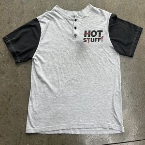 Vintage 90s Addiction Hot Stuff Chili Pepper Size Medium Henley Tee Shirt